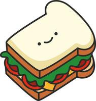 Sandwich cartone animato icona al di sopra di bianca sfondo. colorato design. vettore illustrazione