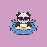 carino panda nuoto nel il piscina cartone animato illustrazione vettore