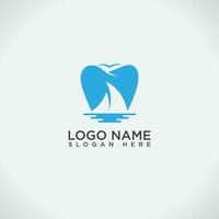 dentale barca logo design un' combinare barca e dente vettore