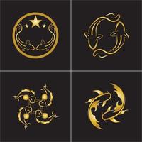 pesce d'oro e logo yin yang modello di progettazione icona vettoriale