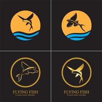 modello di progettazione dell'icona di vettore del logo del pesce volante d'oro
