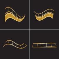 striscia di pellicola dorata isolata sull'illustrazione nera di vettore del fondo