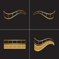 striscia di pellicola dorata isolata sull'illustrazione nera di vettore del fondo