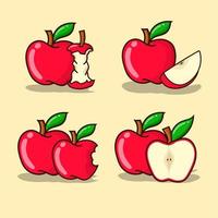 set di illustrazione vettoriale di mela con sfondo giallo mela rossa