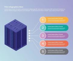 raccolta di data center del server con stile isometrico 3d vettore