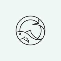 pesce logo con linea arte disegno, pesce icona illustrazione Immagine design. vettore