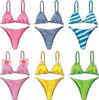 collezione di costumi da bagno bikini colorati ad acquerello vettore