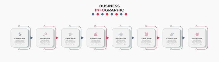 modello di business di progettazione infografica con icone e 8 opzioni o passaggi vettore