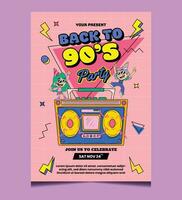 indietro per il anni 90, festa inviti , vettore illustrazione