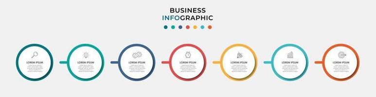 modello di business di progettazione infografica con icone e 7 opzioni o passaggi vettore