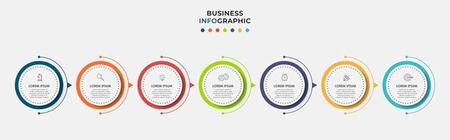 modello di business di progettazione infografica con icone e 7 opzioni o passaggi vettore