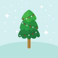 vettore cartone animato Natale albero con neve