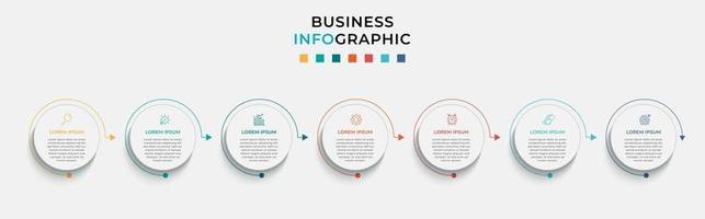 modello di business di progettazione infografica con icone e 7 opzioni o passaggi vettore