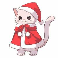 cartone animato stile gatto indossare un' Santa completo da uomo. mano disegnato vettore illustrazione.