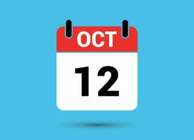 ottobre 12 calendario Data piatto icona giorno 12 vettore illustrazione
