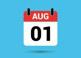 agosto 1 calendario Data piatto icona giorno 1 vettore illustrazione