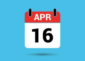 16 aprile calendario Data piatto icona giorno 16 vettore illustrazione