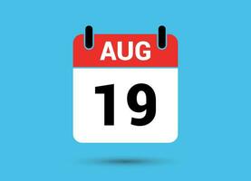 agosto 19 calendario Data piatto icona giorno 19 vettore illustrazione