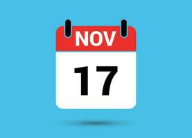 novembre 17 calendario Data piatto icona giorno 17 vettore illustrazione