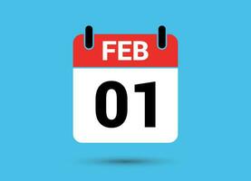 1 febbraio calendario Data piatto icona giorno 1 vettore illustrazione