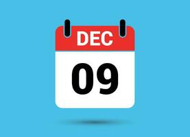 dicembre 9 calendario Data piatto icona giorno 9 vettore illustrazione