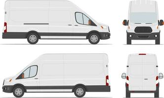 bianca carico furgone auto modello nel diverso angoli. vettore illustrazione.