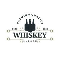 whisky logo, bevanda etichetta design con vecchio retrò Vintage ▾ ornamento illustrazione premio modello vettore