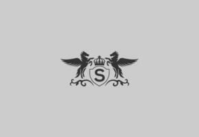 lettera S e Pegasus logo vettore. cavallo logo. vettore