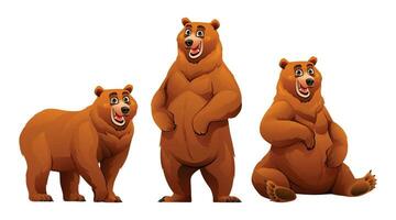impostato di orso cartone animato personaggi illustrazione isolato su bianca sfondo vettore