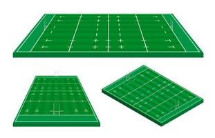Rugby campo marcature linee, Rugby terreno di gioco nel isometrico. gli sport terra per attivo ricreazione. vettore