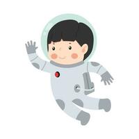 ragazzo ragazza astronauta cartone animato piatto vettore