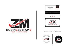 iniziale zm logo icona, mano disegnato zm spazzola lettera logo attività commerciale carta vettore