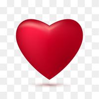 Morbido cuore rosso con sfondo trasparente. Illustrazione vettoriale