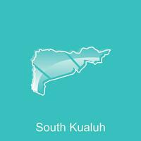 carta geografica città di Sud kualuh. vettore carta geografica di nord sumatra Provincia capitale nazione colorato disegno, illustrazione design modello su bianca sfondo