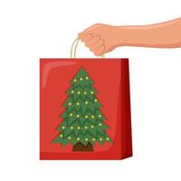 umano mano con Natale shopping Borsa vettore