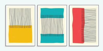 minimalista design manifesti con mano disegnato ondulato Linee nel Vintage ▾ colori vettore