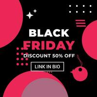 piatto nero Venerdì instagram messaggi collezione, instagram inviare, vendita sociale media bandiera modello con nero sfondo vettore