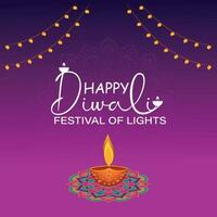 contento diwali, Festival di luci, carta grafico di indiano Rangoli, d'oro luci, colorato decorativo sfondo, blu magenta sfondo vettore