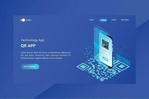qr App isometrico concetto atterraggio pagina vettore