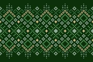 verde attraversare punto colorato geometrico tradizionale etnico modello ikat senza soluzione di continuità modello confine astratto design per tessuto Stampa stoffa vestito tappeto le tende e sarong azteco africano indiano indonesiano vettore