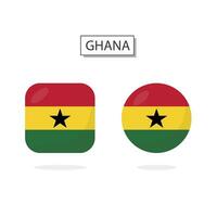 bandiera di Ghana 2 forme icona 3d cartone animato stile. vettore