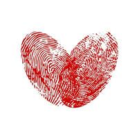impronta digitale cuore, amore rosso inchiostro simbolo o modello vettore