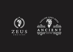 antico greco Zeus logo design. Vintage ▾ Zeus logo vettore
