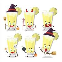 Halloween espressione emoticon con cartone animato personaggio di limonata vettore