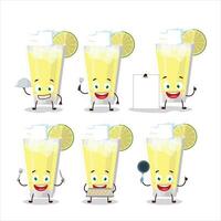 cartone animato personaggio di limonata con vario capocuoco emoticon vettore