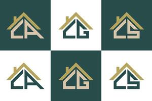 impostato di lettera ca,cg,cs logo design con Casa illusione concetto vettore