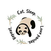 panda e bambù carta, manifesto, Stampa. piatto, cartone animato vettore illustrazione