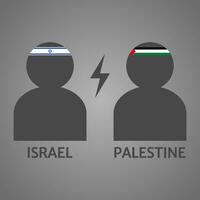 Palestina Israele conflitto vettore illustrazione. Due persone con fascia per capelli di Palestina e Israele. Palestina illustrazione di guerra per sociale questioni, notizia o conflitto