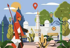 Yogyakarta turismo e viaggio grafico illustrazione vettore