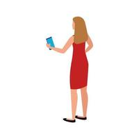 avatar donna con disegno vettoriale smartphone